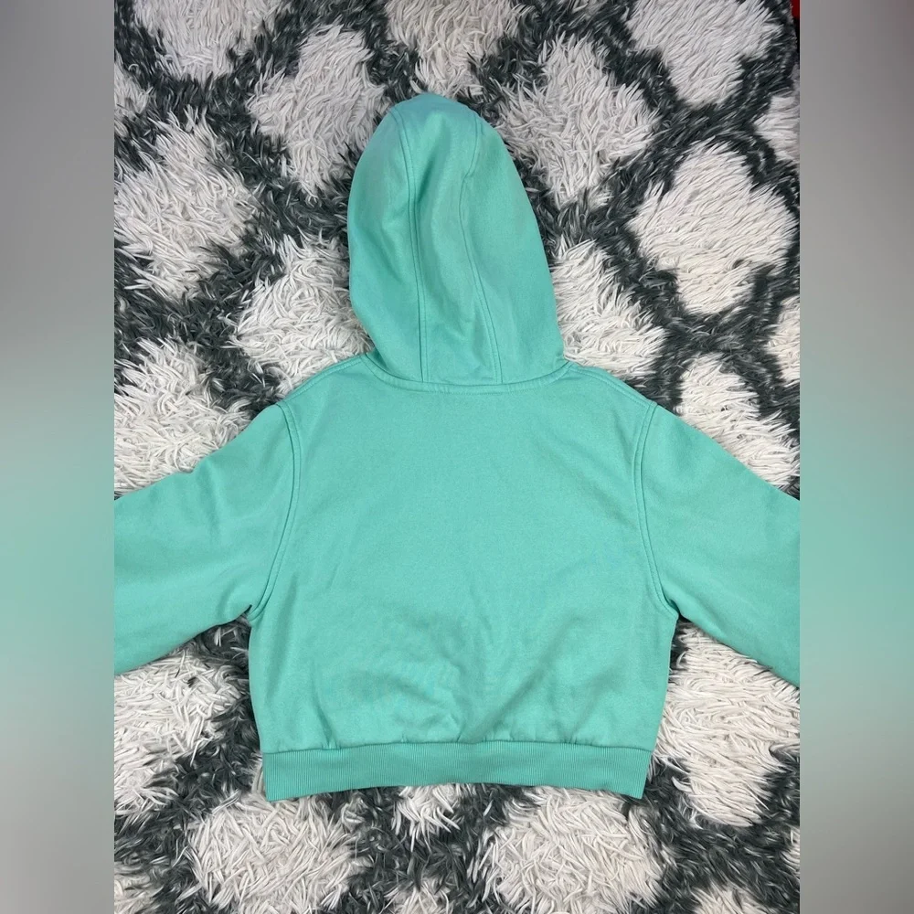 Nike Sportswear Kids Girls Crop Club Fleece Pullover Hoodie Sz Large Mint Green